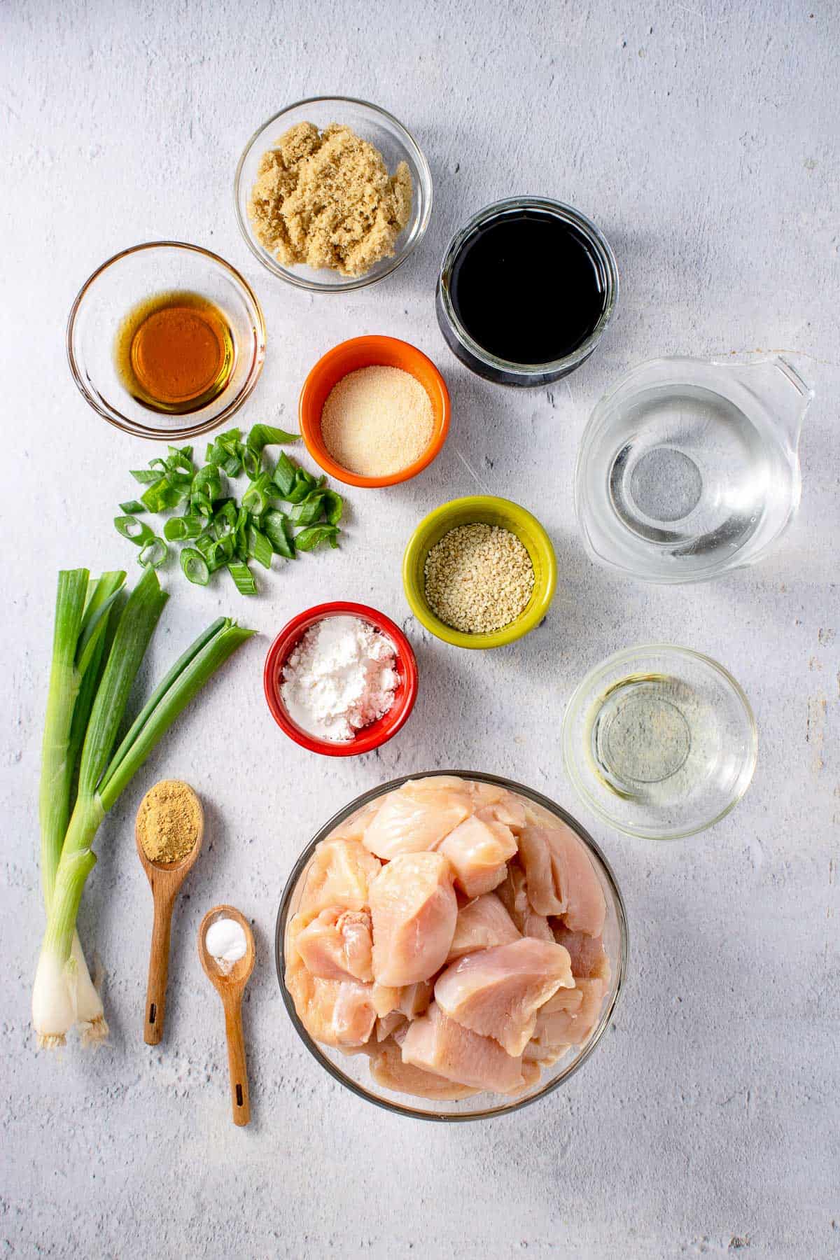 Ingredients for chicken recipe on table